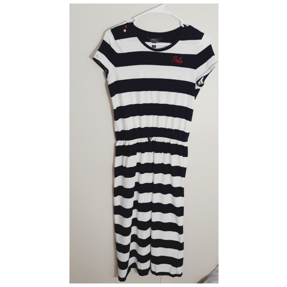 Polo Ralph Lauren Blue White Girl Maxi Dress - Picture 1 of 4